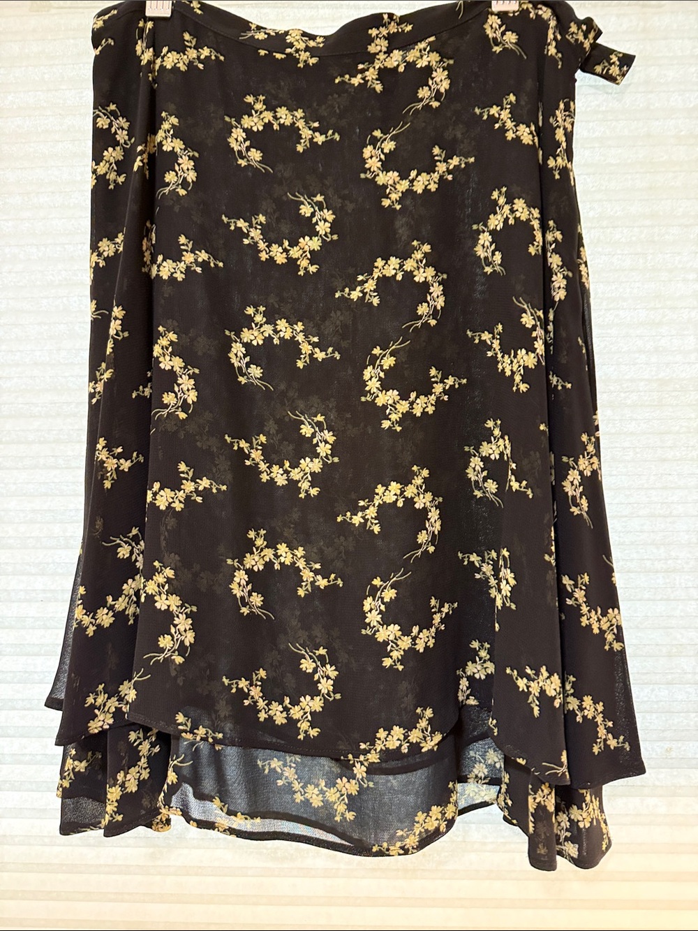 Banana Republic Black Skirt with Yellow Floral Print